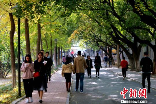 图为，金秋时节的山东师范大学千佛山校区，景色宜人。　梁犇 摄